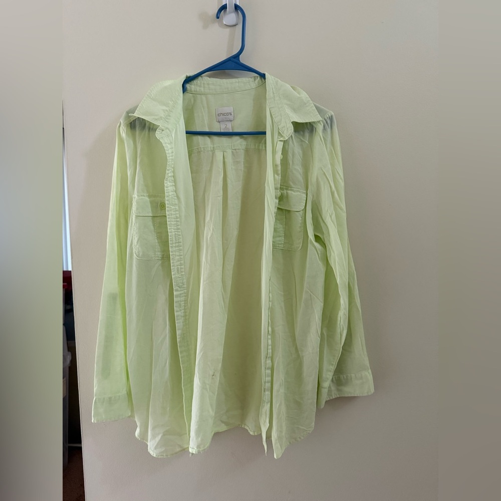 Chico's Pale Mint Green Button-Front Shirt